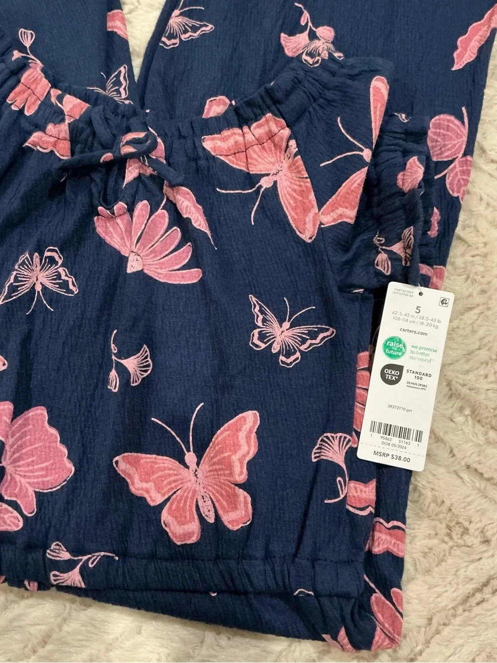 Carter's Navy Jumpsuit with Pink Butterfly & Floral Print